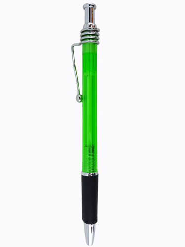 Green Body - Silver Clip/Top/Bottom, Black Grip Wave Pen 12 pkg. - Click Image to Close