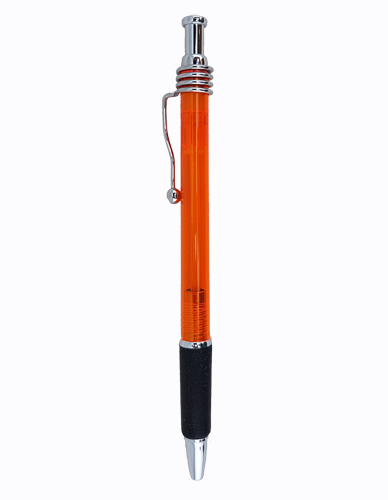 Orange Body- Silver Clip/Top/Bottom, Black Grip Wave Pen 12 pkg. - Click Image to Close