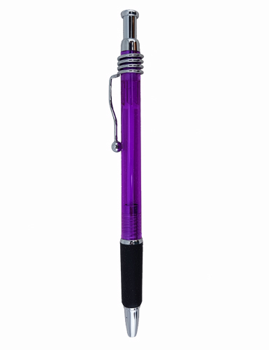 Purple Body- Silver Clip/Top/Bottom, Black Grip Wave Pen 12 pkg. - Click Image to Close