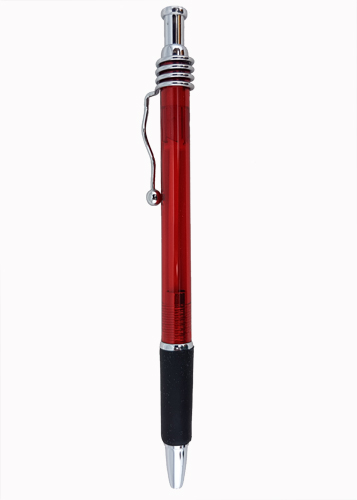 Red Body- Silver Clip/Top/Bottom, Black Grip- Wave Pen - 12 pkg. - Click Image to Close
