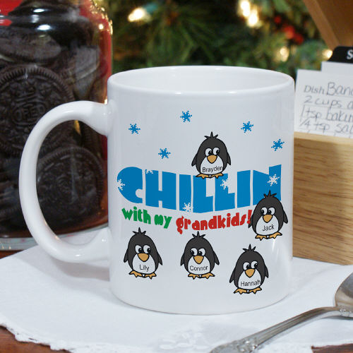 Chillin' Penguin Personalized Winter Coffee Mug - Click Image to Close