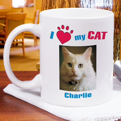 I Love My Cat Personalized Photo Coffee Mug - Click Image to Close
