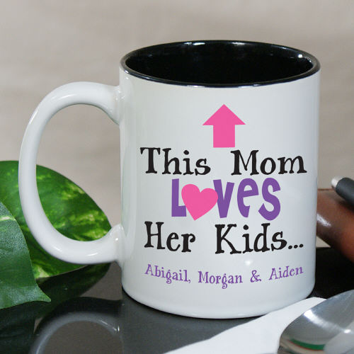 Personalized This Mom Loves Her Kids Coffee Mug - Click Image to Close