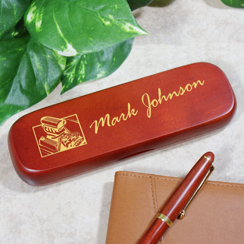 Personalized Hot Rod Engine Rosewood Pen Set - Click Image to Close